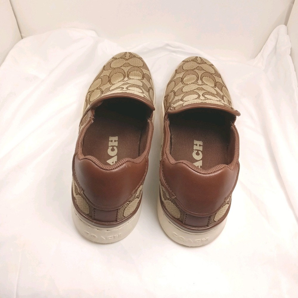 Coach Women Westlyn Slip On Sneakers Signature Canvas Brown Leather Size 6 M - Picture 3 of 7